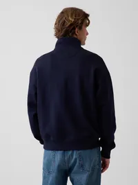 Heavyweight Oversized Quarter-Zip Pullover - New classic navy blue — view 3