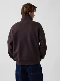 Heavyweight Oversized Quarter-Zip Pullover - Terra brown — view 3