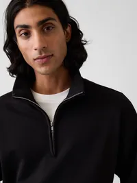 Heavyweight Oversized Quarter-Zip Pullover - True black — view 4