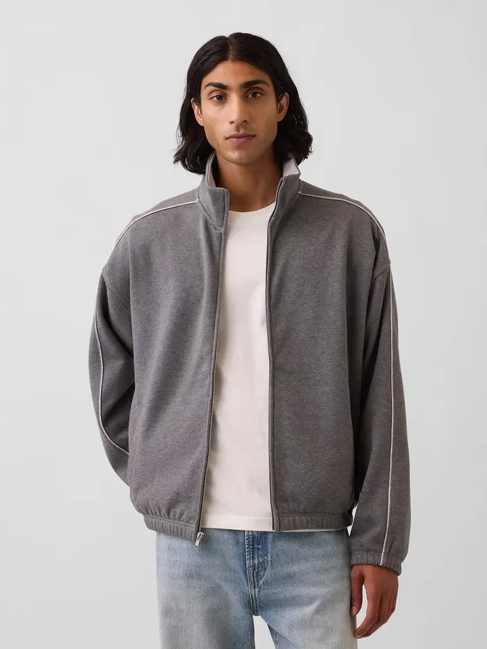 Heavyweight Oversized Zip Jacket - Charcoal grey