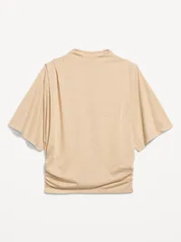 High-Neck Flutter-Sleeve Top - Creme De La Creme — view 2