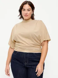 High-Neck Flutter-Sleeve Top - Creme De La Creme — view 4