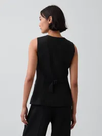 High-Neck Longline Vest - True black — view 3