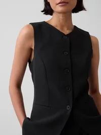High-Neck Longline Vest - True black — view 4