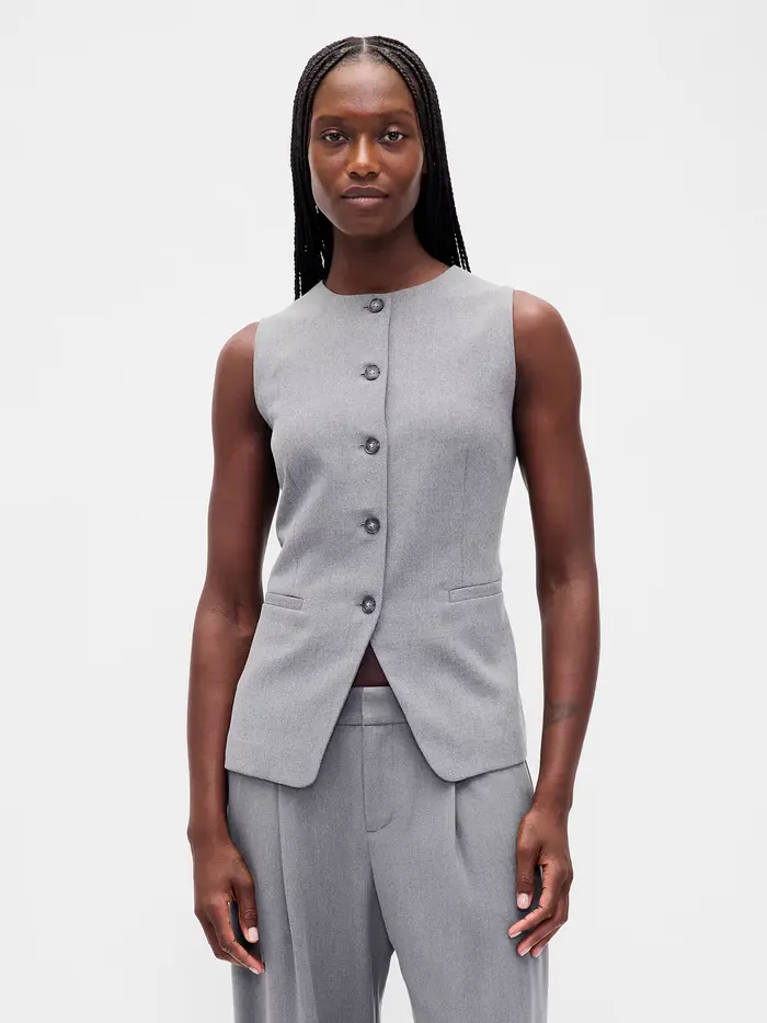 High-Neck Vest - Grey