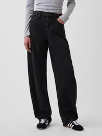 High Rise Barrel Jeans - Black — view 2