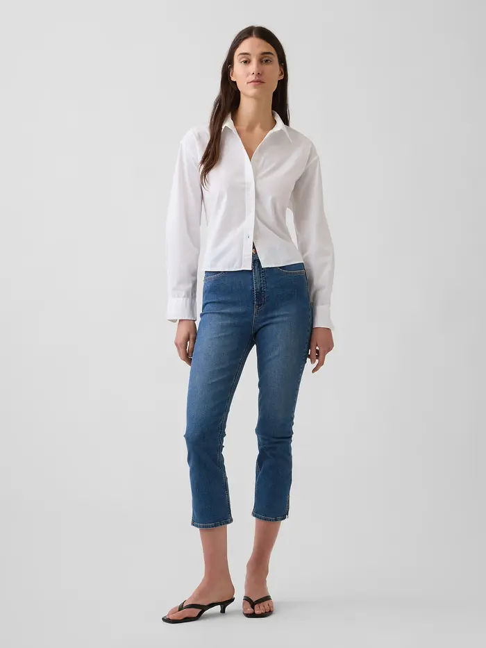 High Rise Capri Jeans - Medium indigo