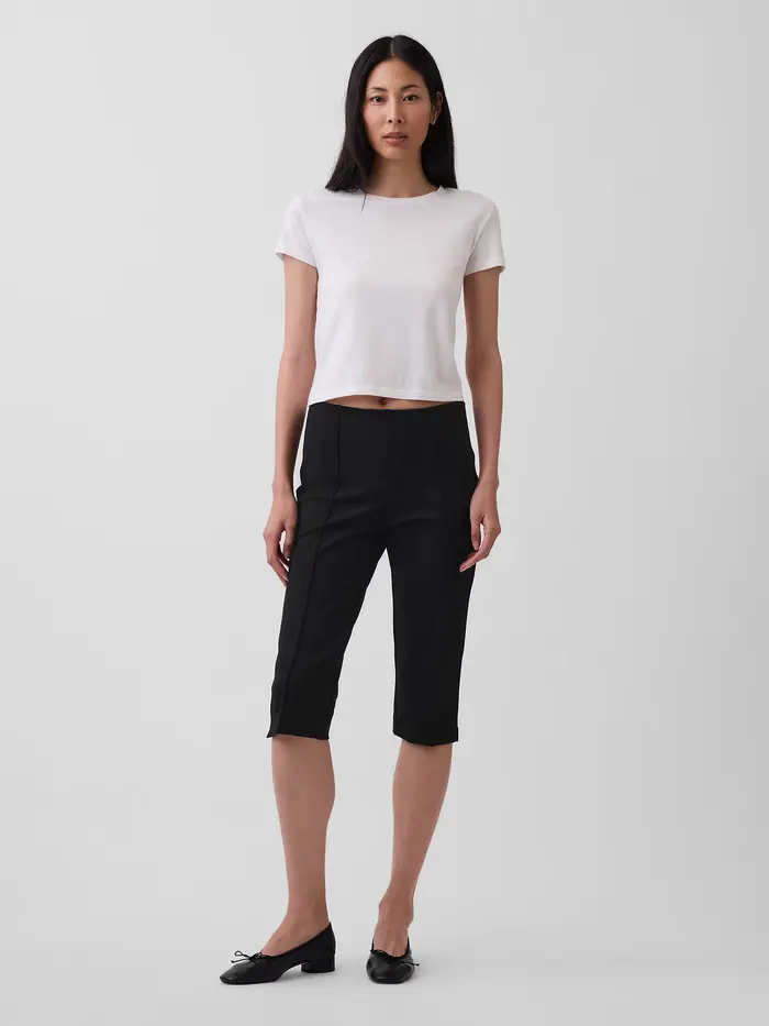 High Rise Double Knit Capris - Basic black