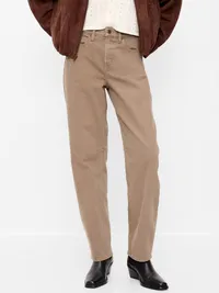 High-Waisted Baggy Barrel Jeans - Clay — view 2
