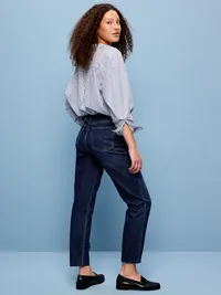 High-Waisted Button-Fly OG Straight Ankle Jeans - Button-Fly Dark Wash — view 3