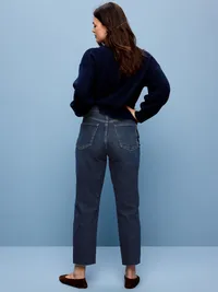 High-Waisted Button-Fly OG Straight Ankle Jeans - Button-Fly Dark Wash — view 5