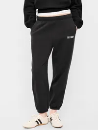 High-Waisted Cinched-Ankle Sweatpants - Black Jack — view 2
