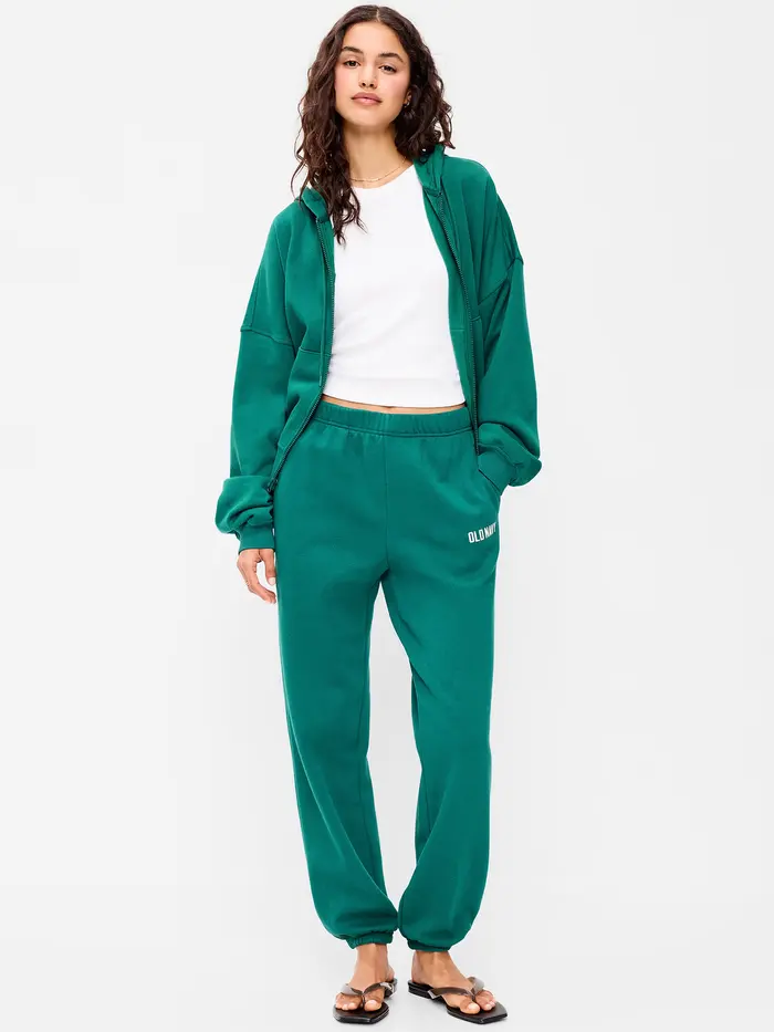 High-Waisted Cinched-Ankle Sweatpants - Deep Lagoon