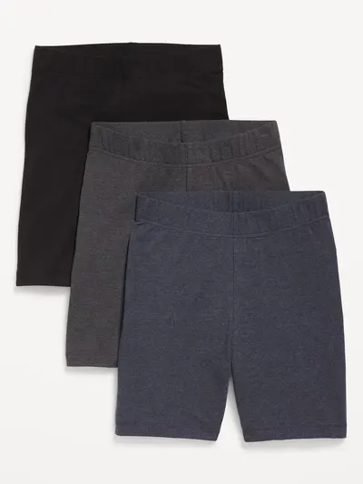 High-Waisted Cotton Biker Shorts 3-Pack -- 8-inch inseam - Multi Color