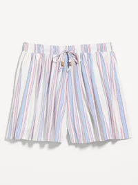 High-Waisted Drapey Skirt Short - Multi Stripe — view 4