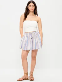 High-Waisted Drapey Skirt Short - Multi Stripe — view 5