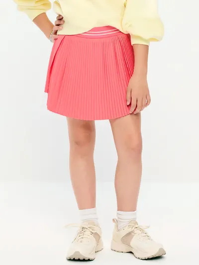 High-Waisted Micro-Pleated Skort for Girls - Daylily