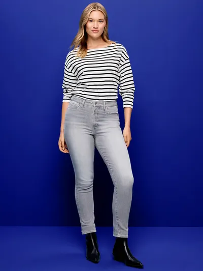 High-Waisted OG Straight Ankle Jeans - LIGHT GREY