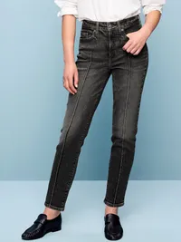 High-Waisted OG Straight Ankle Jeans - Washed Black — view 2