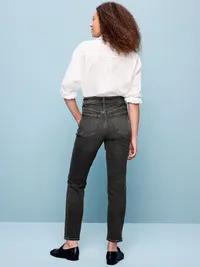 High-Waisted OG Straight Ankle Jeans - Washed Black — view 3