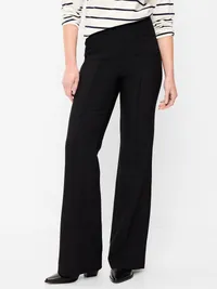 High-Waisted Patch Pocket Flare Pants - Black Jack — view 2