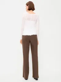 High-Waisted Patch Pocket Flare Pants - Earthen — view 3
