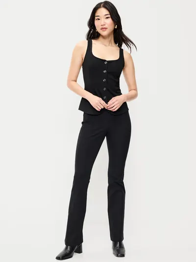High-Waisted Pixie Flare Pants - Black