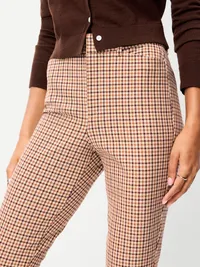 High-Waisted Pixie Flare Pants - Brown Plaid — view 4