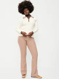 High-Waisted Pixie Flare Pants - Brown Plaid — view 5