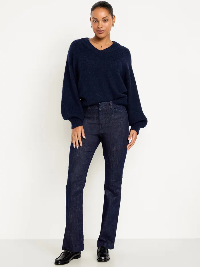 High-Waisted Pixie Flare Pants - Dark Wash