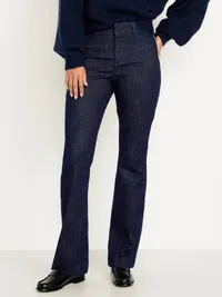 High-Waisted Pixie Flare Pants - Dark Wash — view 2