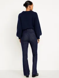High-Waisted Pixie Flare Pants - Dark Wash — view 3