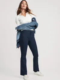 High-Waisted Pixie Flare Pants - Navy — view 3
