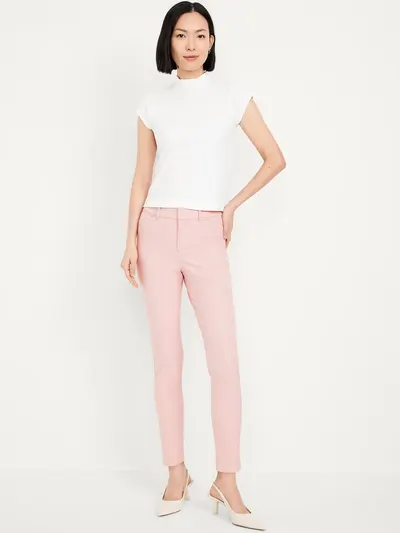 High-Waisted Pixie Skinny Ankle Pants - Bubblegum Pink