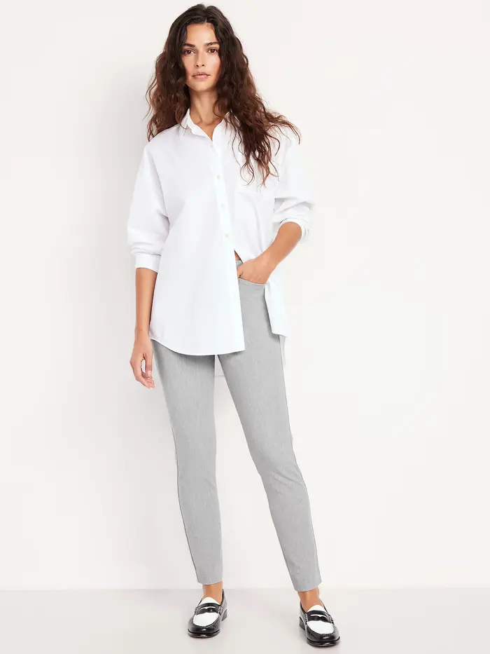 High-Waisted Pixie Skinny Ankle Pants - Light Gray
