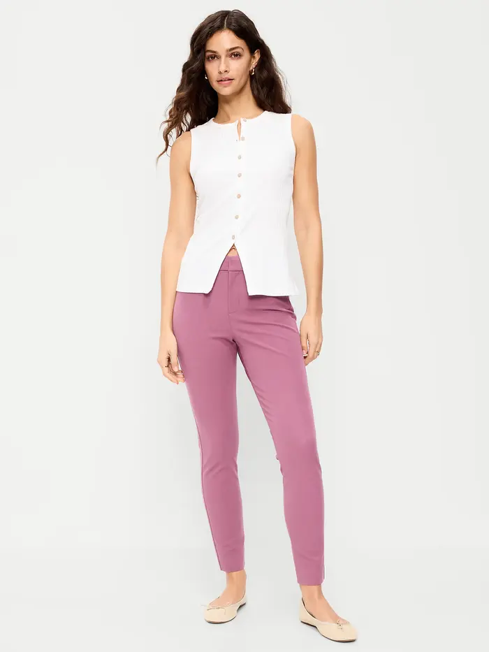 High-Waisted Pixie Skinny Ankle Pants - Rosette