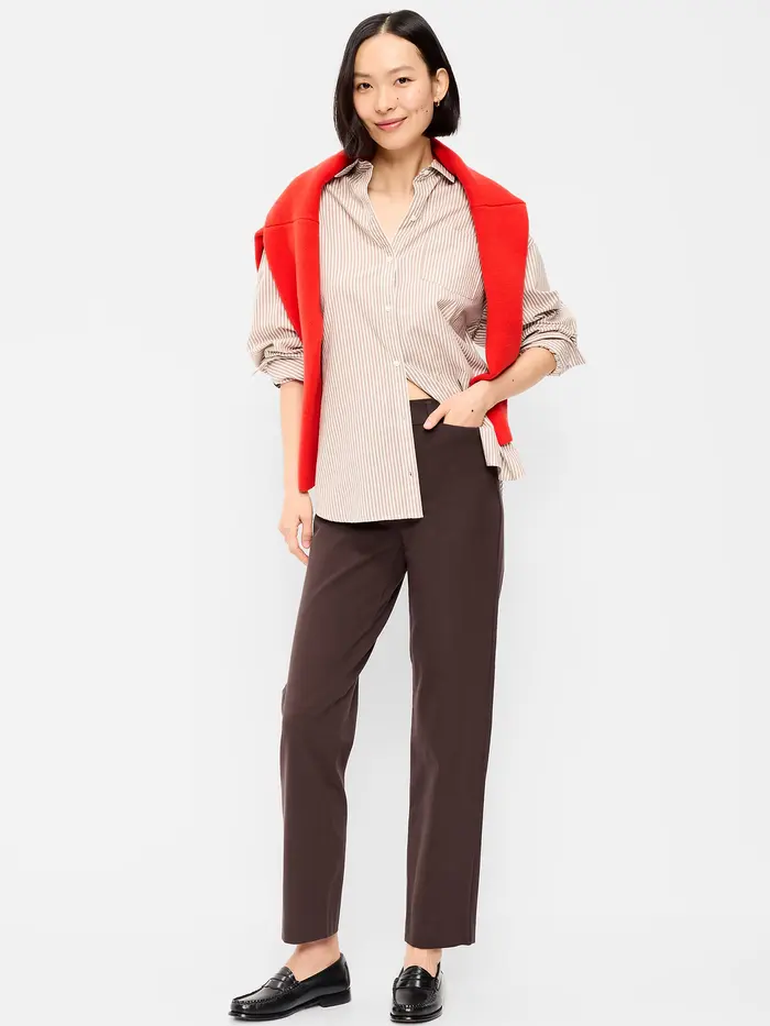 High-Waisted Pixie Straight Pants - Black Coffee