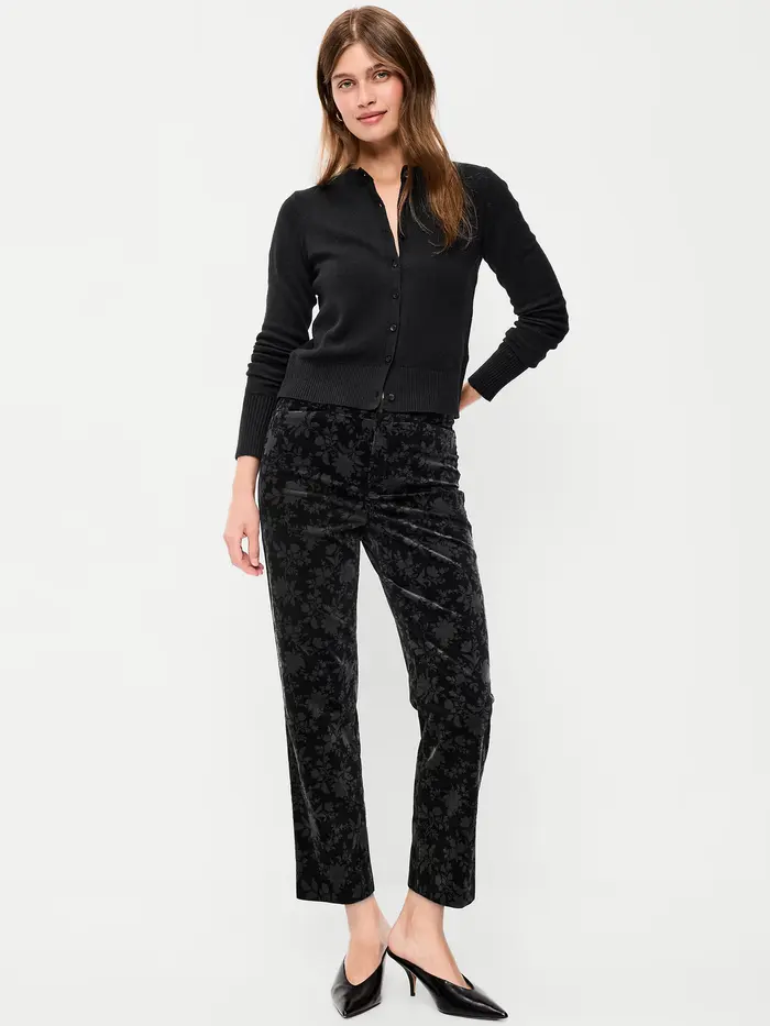 High-Waisted Pixie Straight Pants - Black Velvet