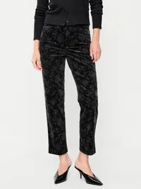High-Waisted Pixie Straight Pants - Black Velvet — view 2