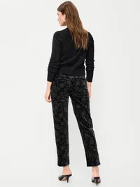 High-Waisted Pixie Straight Pants - Black Velvet — view 3