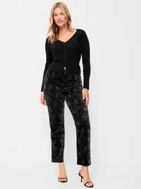 High-Waisted Pixie Straight Pants - Black Velvet — view 5
