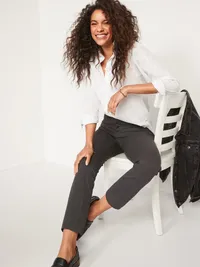 High-Waisted Pixie Straight Pants - Dark Heather Gray — view 3