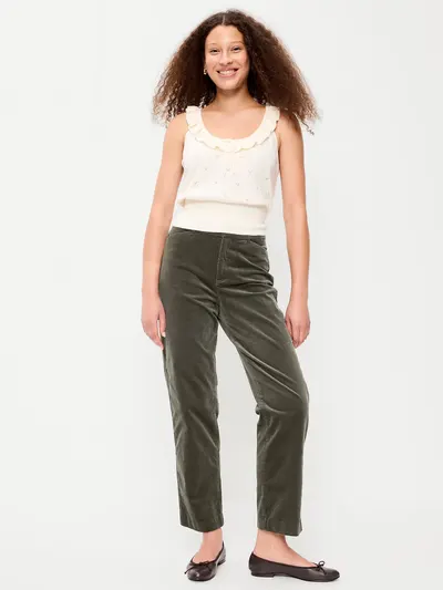 High-Waisted Pixie Straight Pants - Forest Tapestry