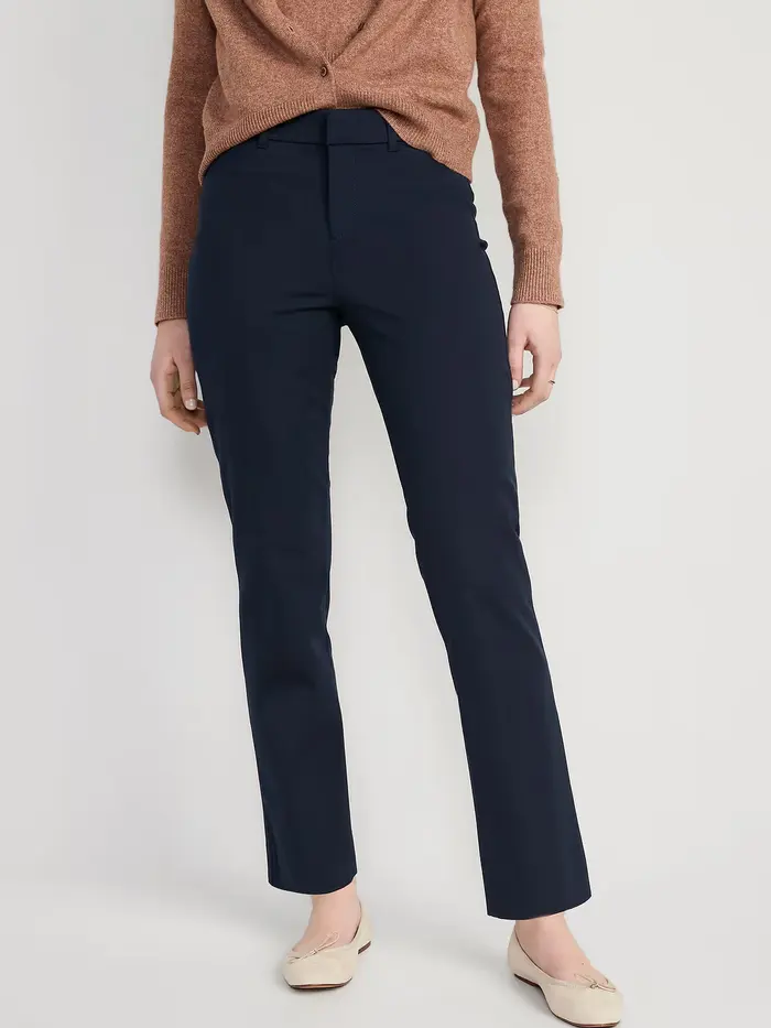 High-Waisted Pixie Straight Pants - In the Navy