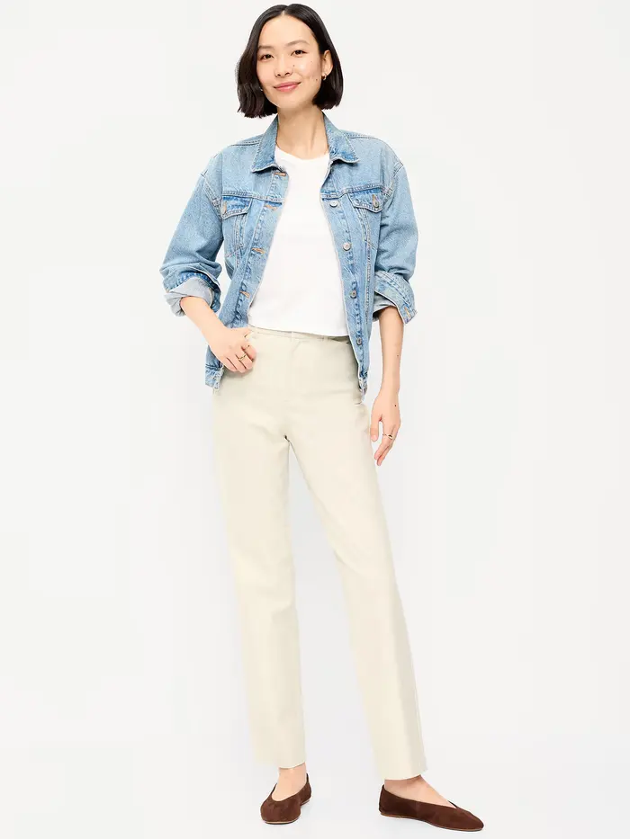High-Waisted Pixie Straight Pants - Tan Heather