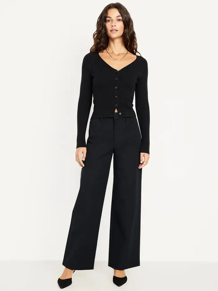 High-Waisted Pixie Super Wide-Leg Pants - Black Jack