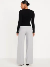High-Waisted Pixie Super Wide-Leg Pants - Light Heather Gray — view 3
