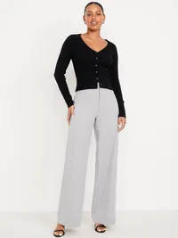 High-Waisted Pixie Super Wide-Leg Pants - Light Heather Gray — view 5