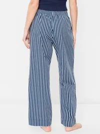 High-Waisted Poplin Pajama Pant - Dark Blue Stripe — view 2