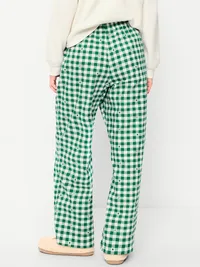High-Waisted Poplin Pajama Pant - Green Gingham — view 2